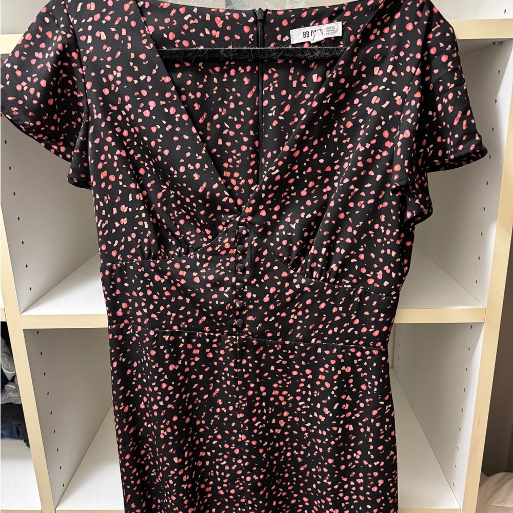 BB Dakota Black and Pink Midi Dress